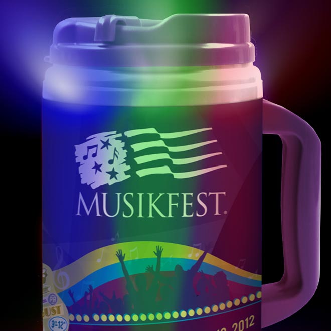 Static image of flashing Musikfest mug