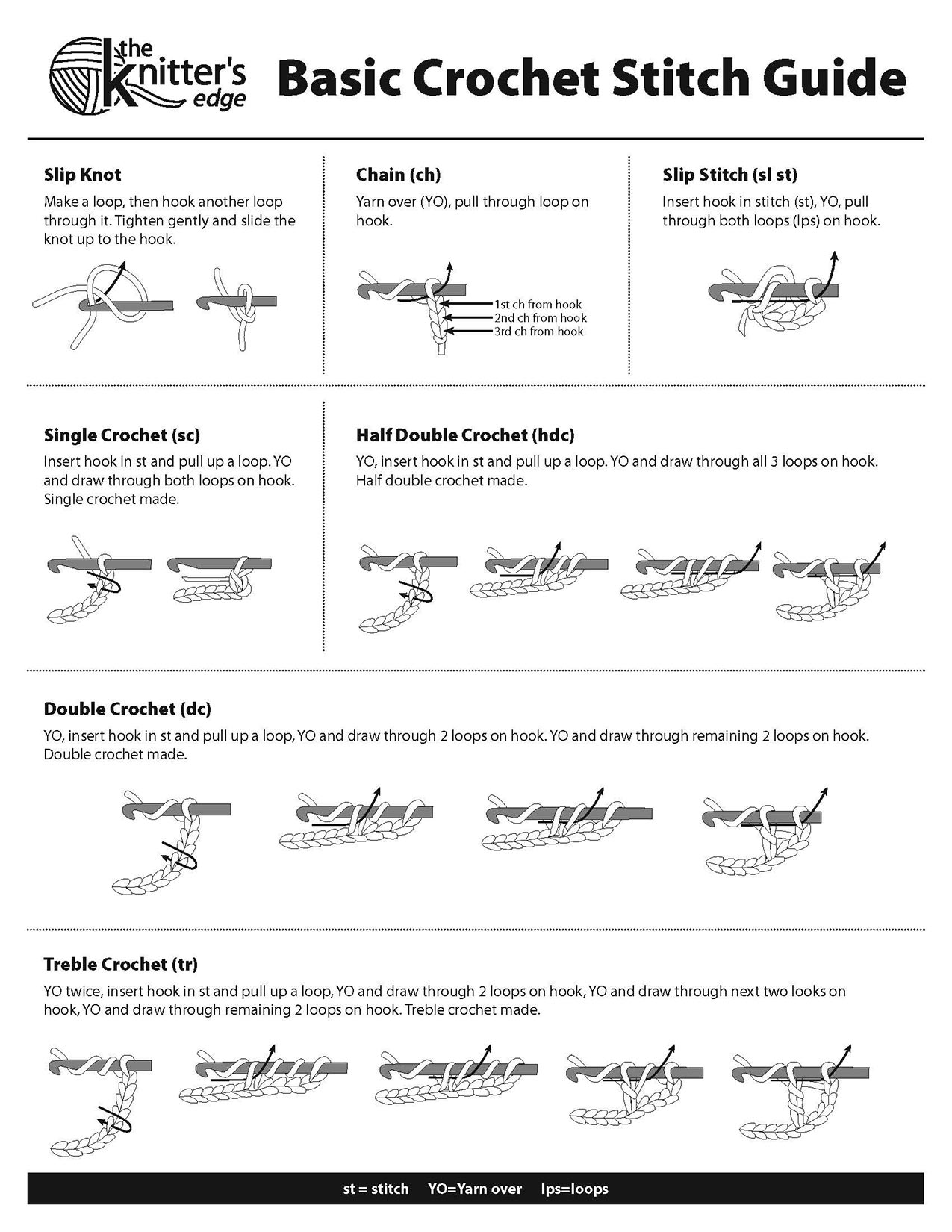 Illustrated crochet instructions